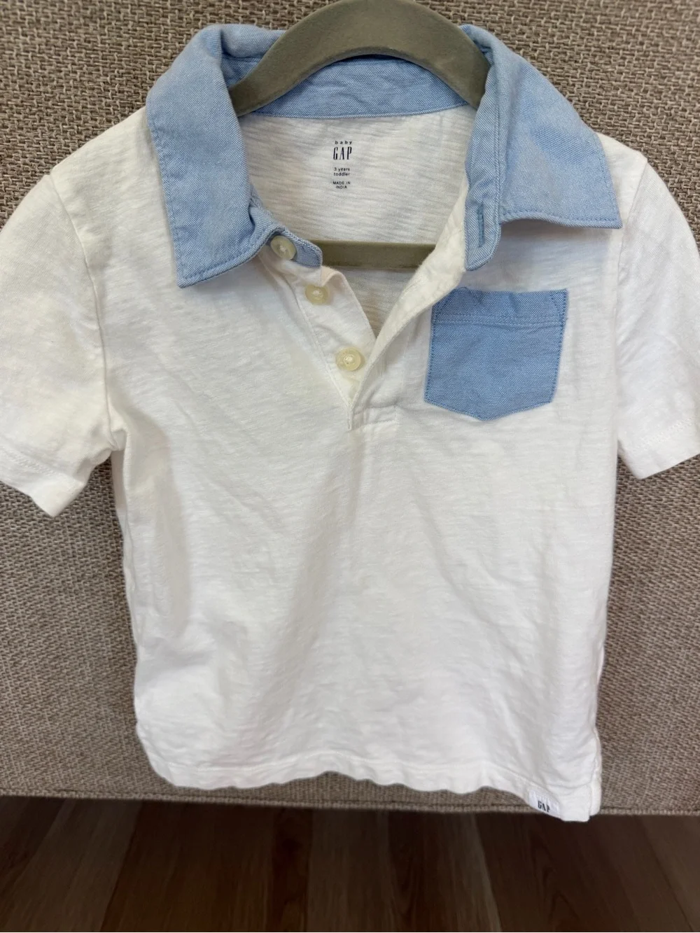 GAP White Polo with Light Blue Collar and Pocket